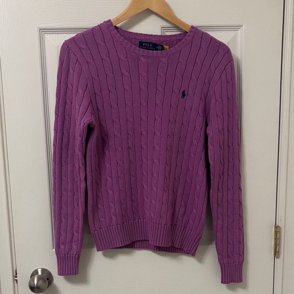 Polo by Ralph Lauren Women's Cable Knit Cotton Crewneck Sweater